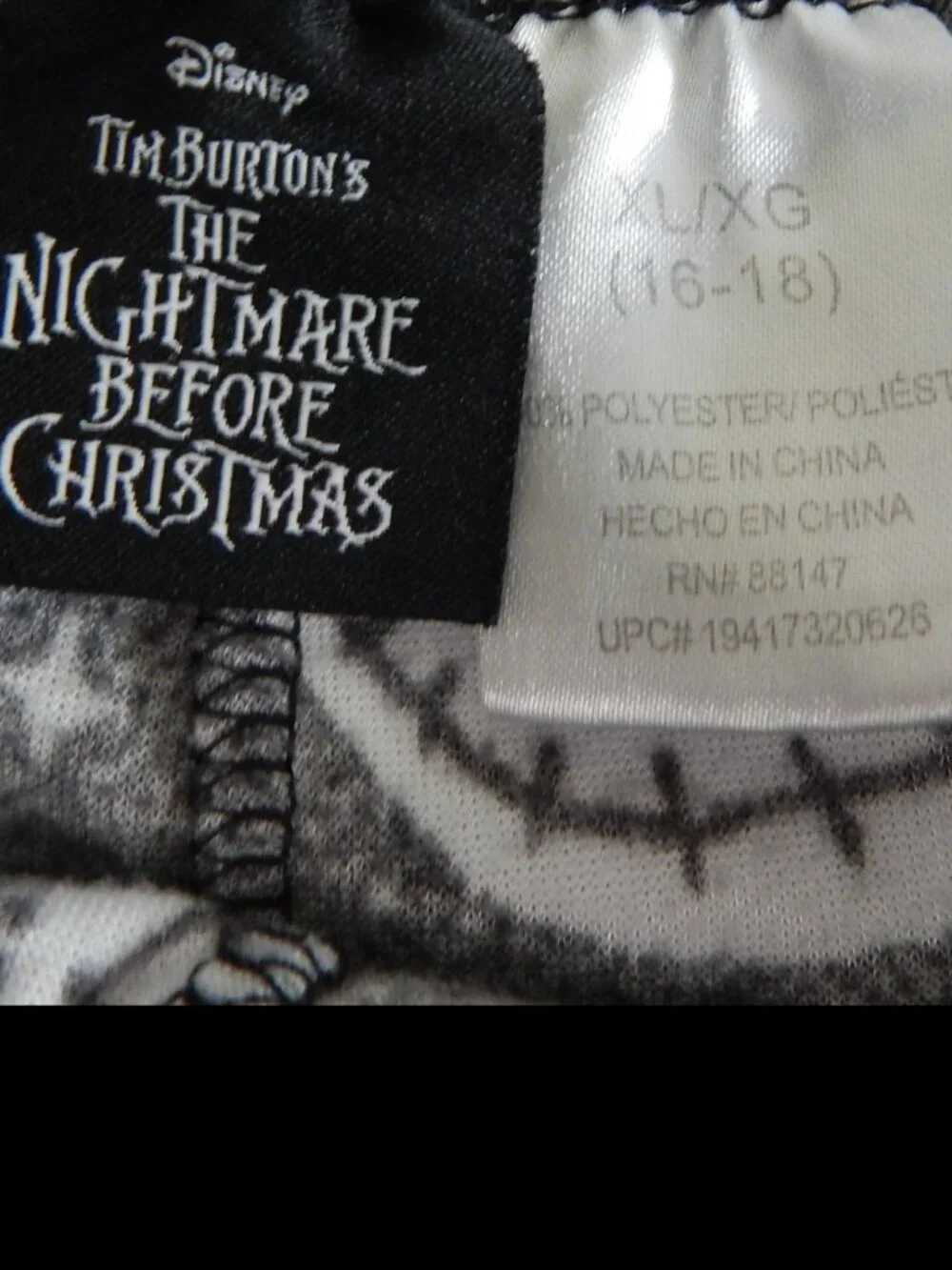 Disney Nightmare Before Christmas Pajama Pants - Kids Size XL Black White - Picture 2 of 6